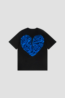 Broken Heart T-Shirt Blue on Black