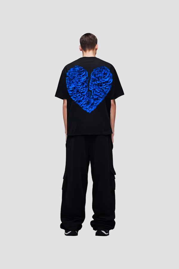 Broken Heart T-Shirt Blue on Black