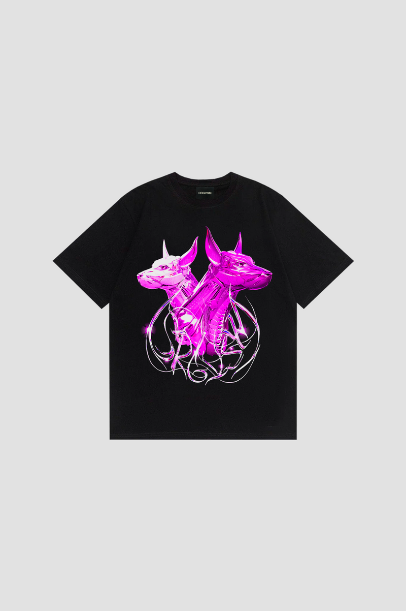 Cyber Dobermann Metal Pink T-Shirt