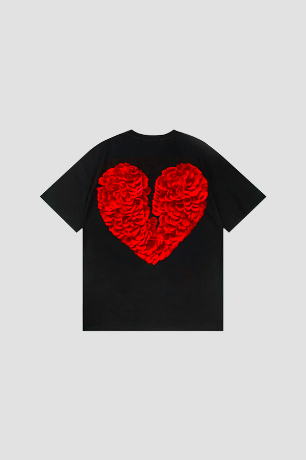 Broken Heart T-Shirt Red on Black