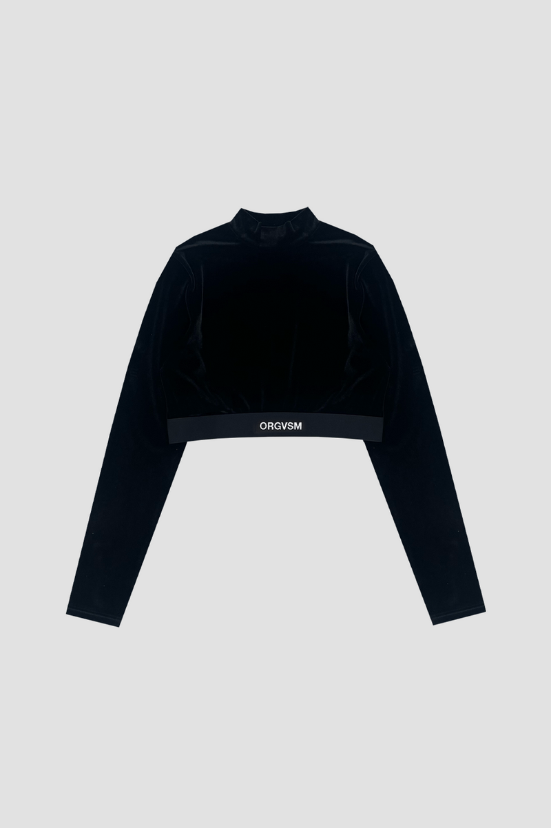 Cropped Long Sleeve Black Velour