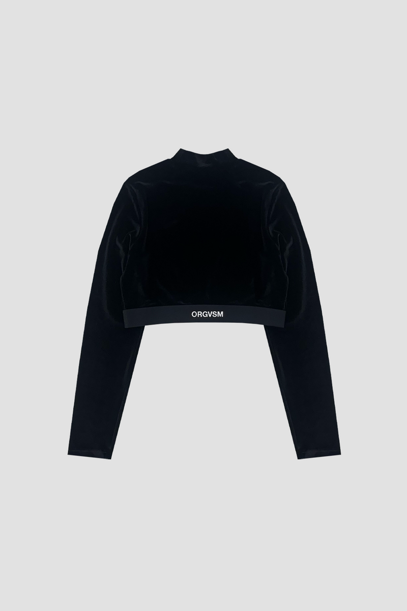 Cropped Long Sleeve Black Velour