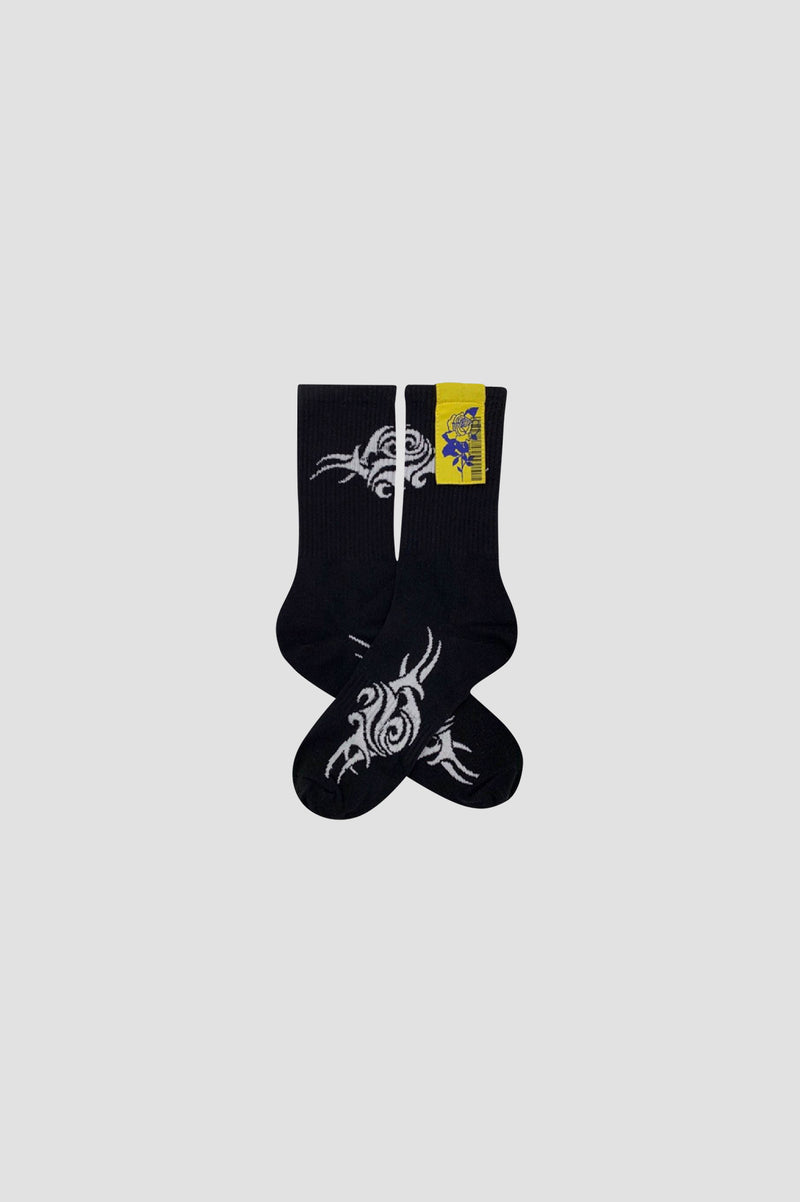 Tribal Rose Socks Black Version