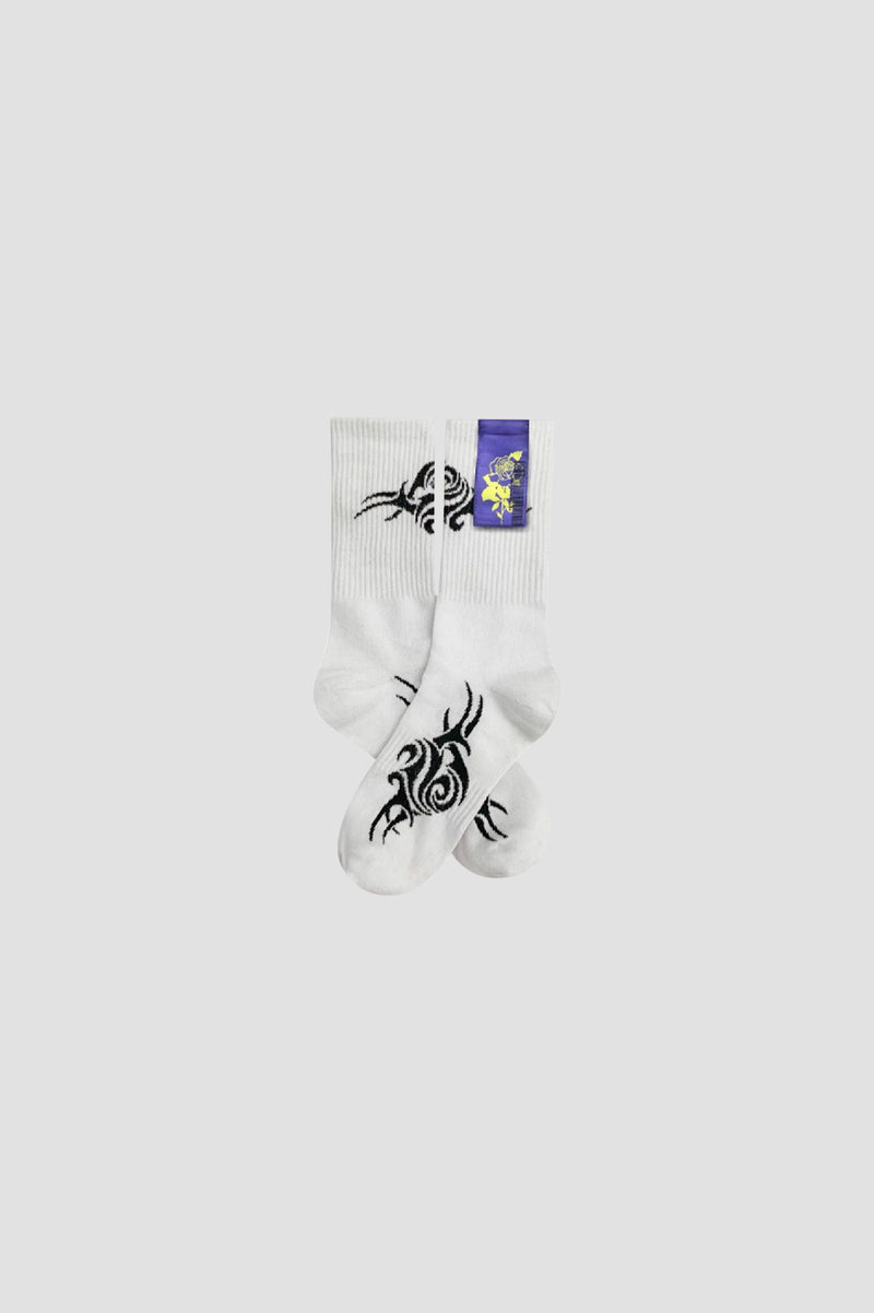 Tribal Rose Socks White Version