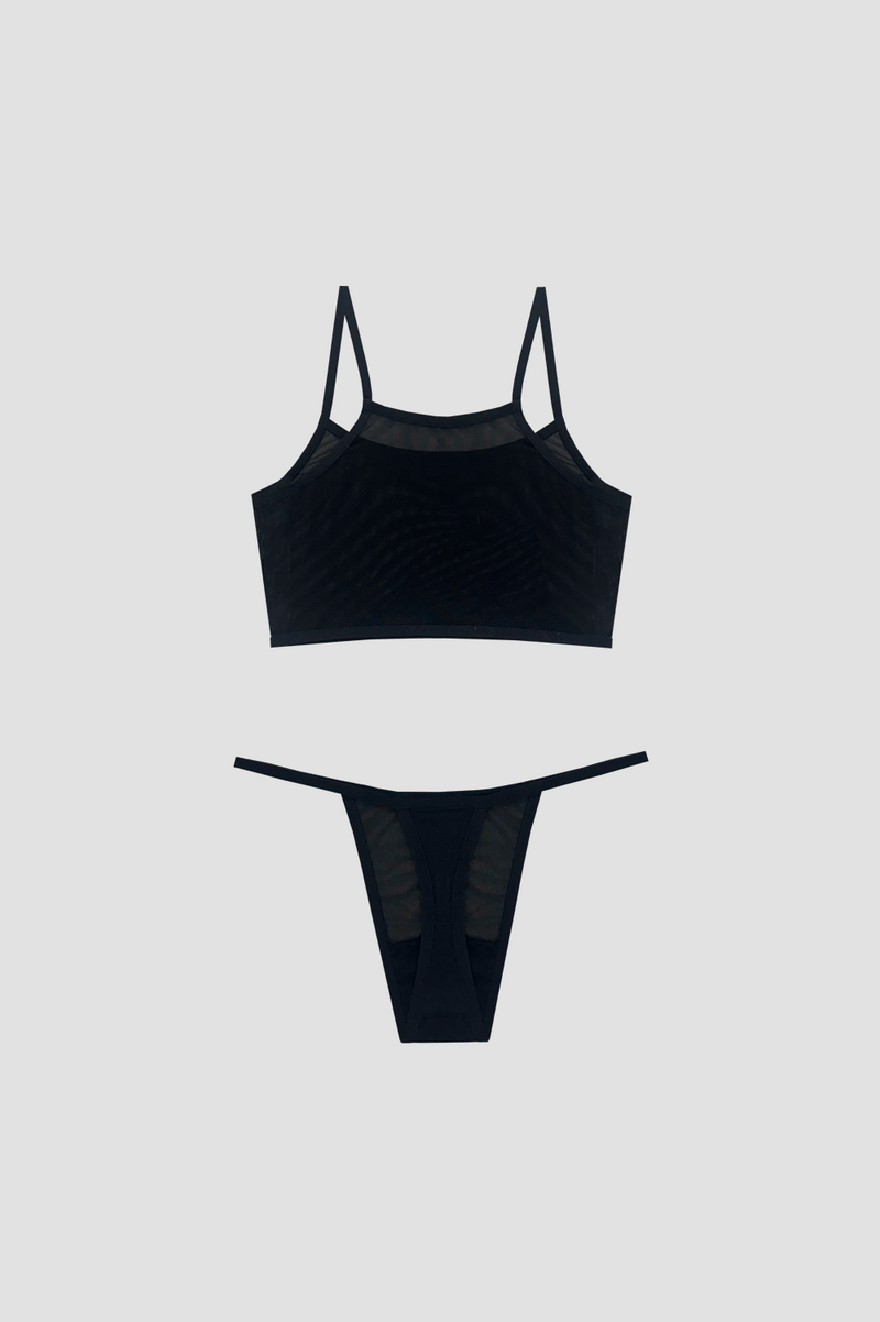 Bra + Slip Black Net