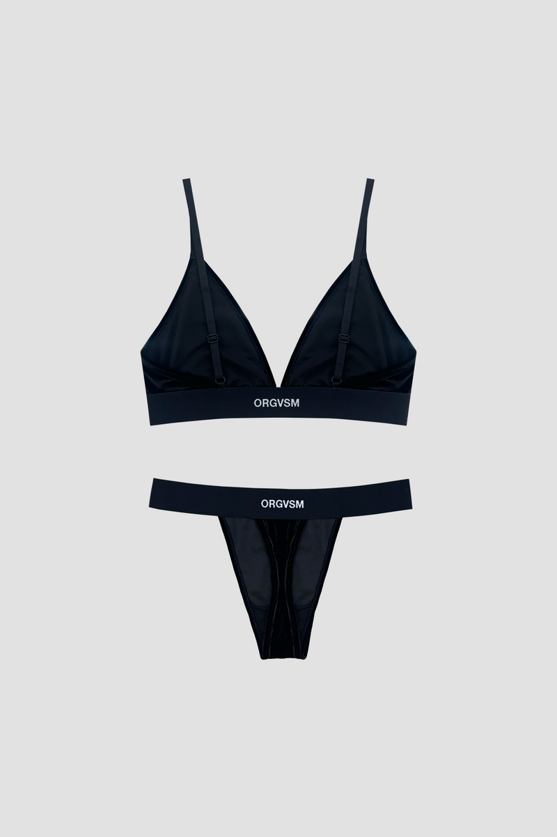 Bra + Slip Black Black Velour