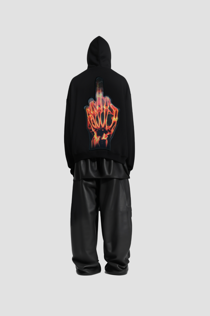 Fuck Skeleton Flame Hoodie