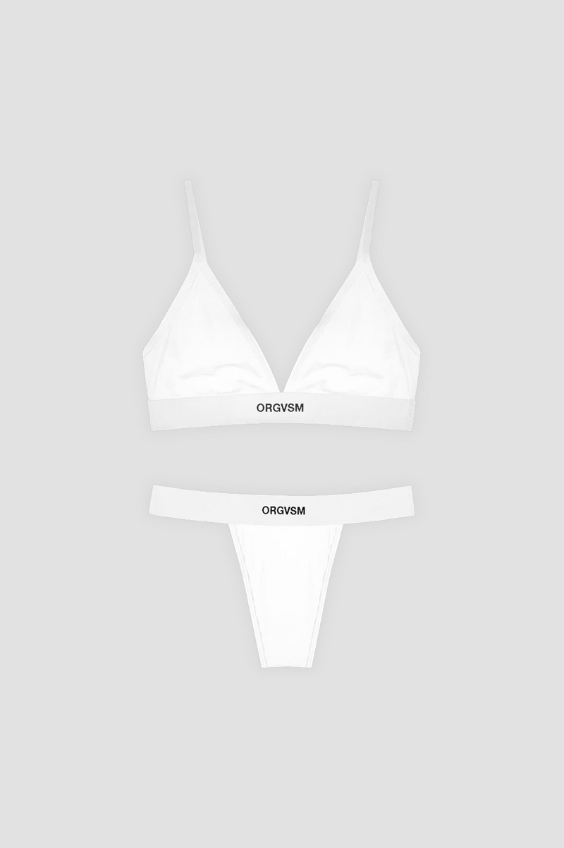 Bra + Slip White Velour