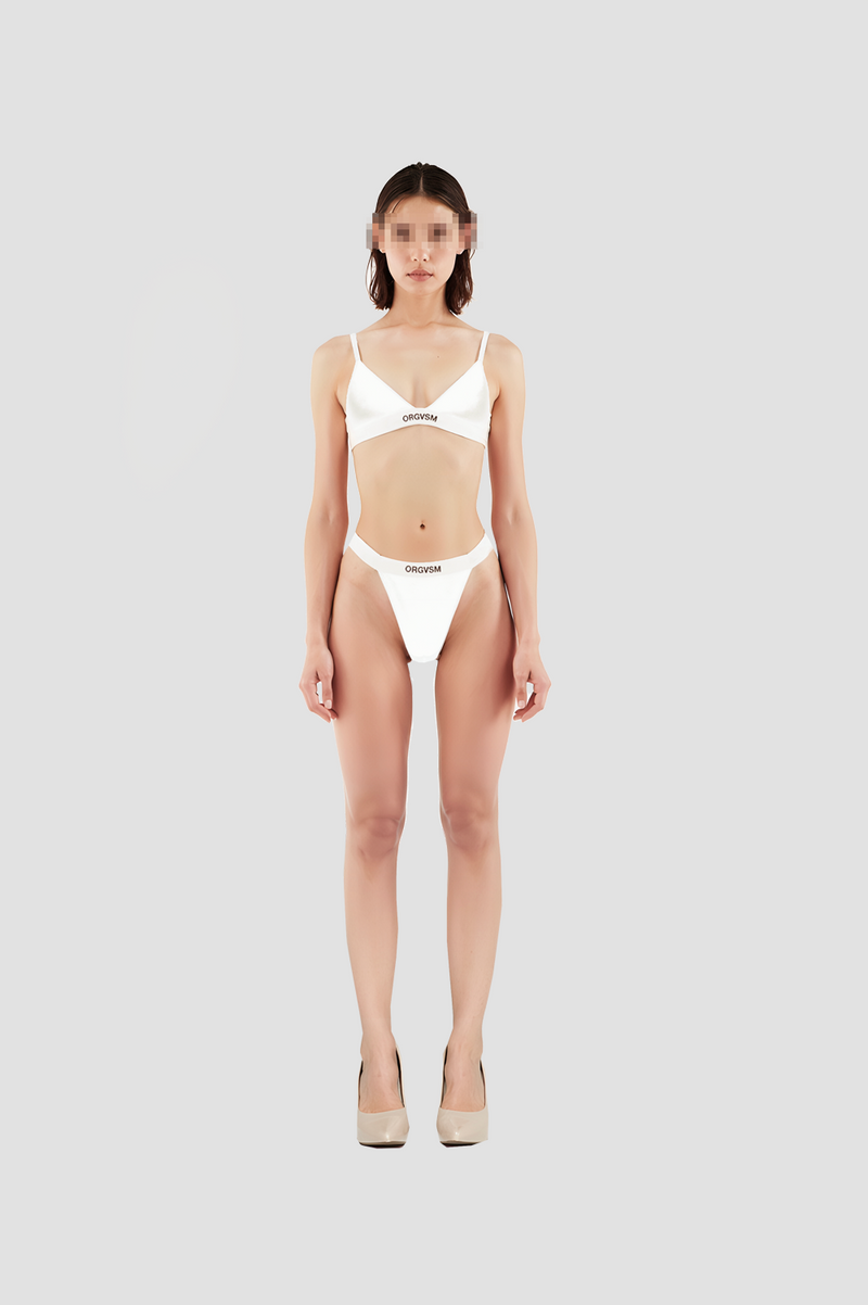 Bra + Slip White Velour