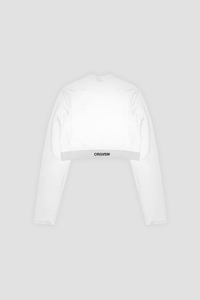 Cropped Long Sleeve White Velour