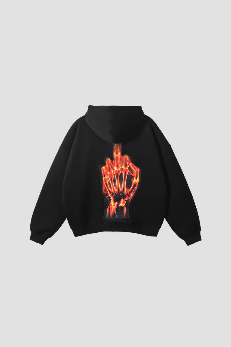 Fuck Skeleton Flame Hoodie