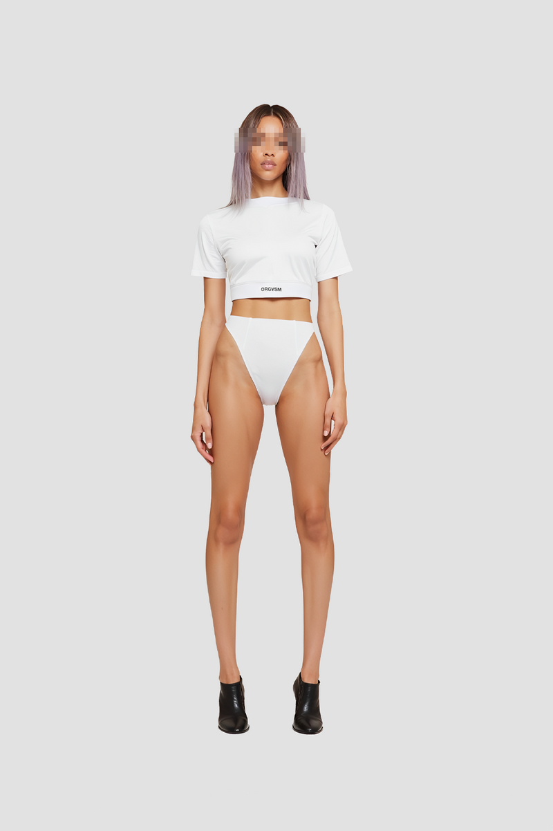 Crop Tee White Velour