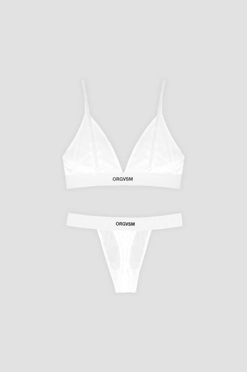 Bra + Slip White Velour
